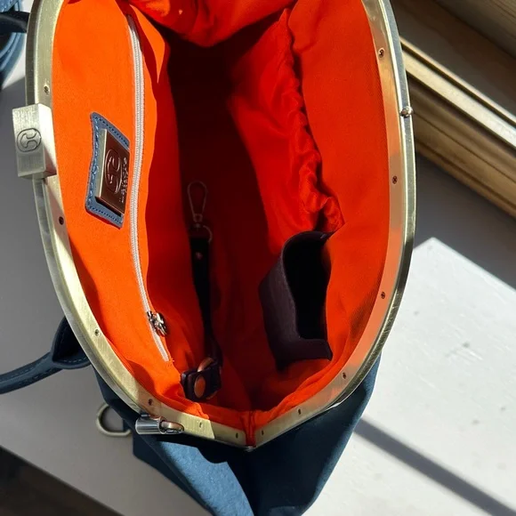 Laflore Paris La Grande Ronde Navy Satchel Backpack Purse - Picture 6 of 12